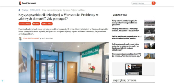 Kryzys psychiatrii dziecięcej w Warszawie Problemy w „dobrych domach” Jak pomagać PM
