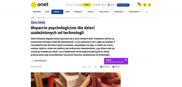 Wsparcie psychologiczne dla dzieci uzależnionych od technologii Styl życia PM