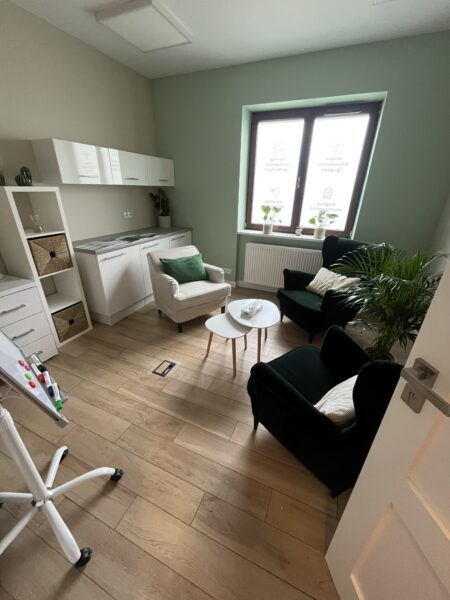 Gabinet 1 poradni psychologicznej Centrum CBT Wilanów Sarmacka.