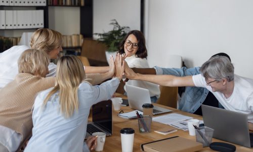 medium shot happy business people